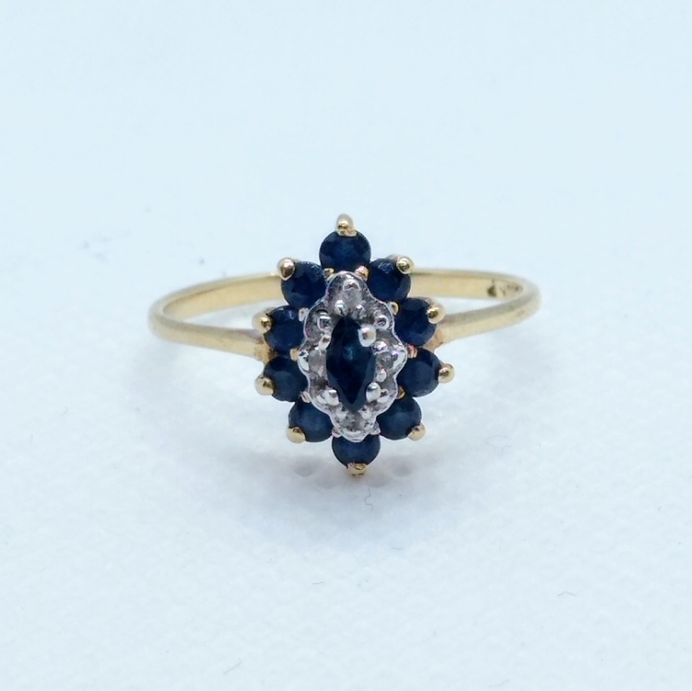 (SOLD Elsewhere) 10K Diamond Sapphire Ring